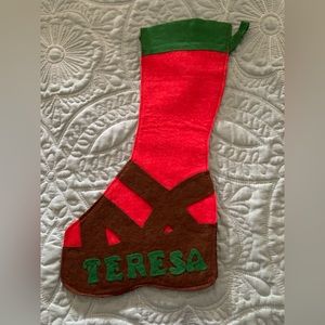 Vintage (70’s) Home crafted Christmas Stocking with name “Teresa” on it.
